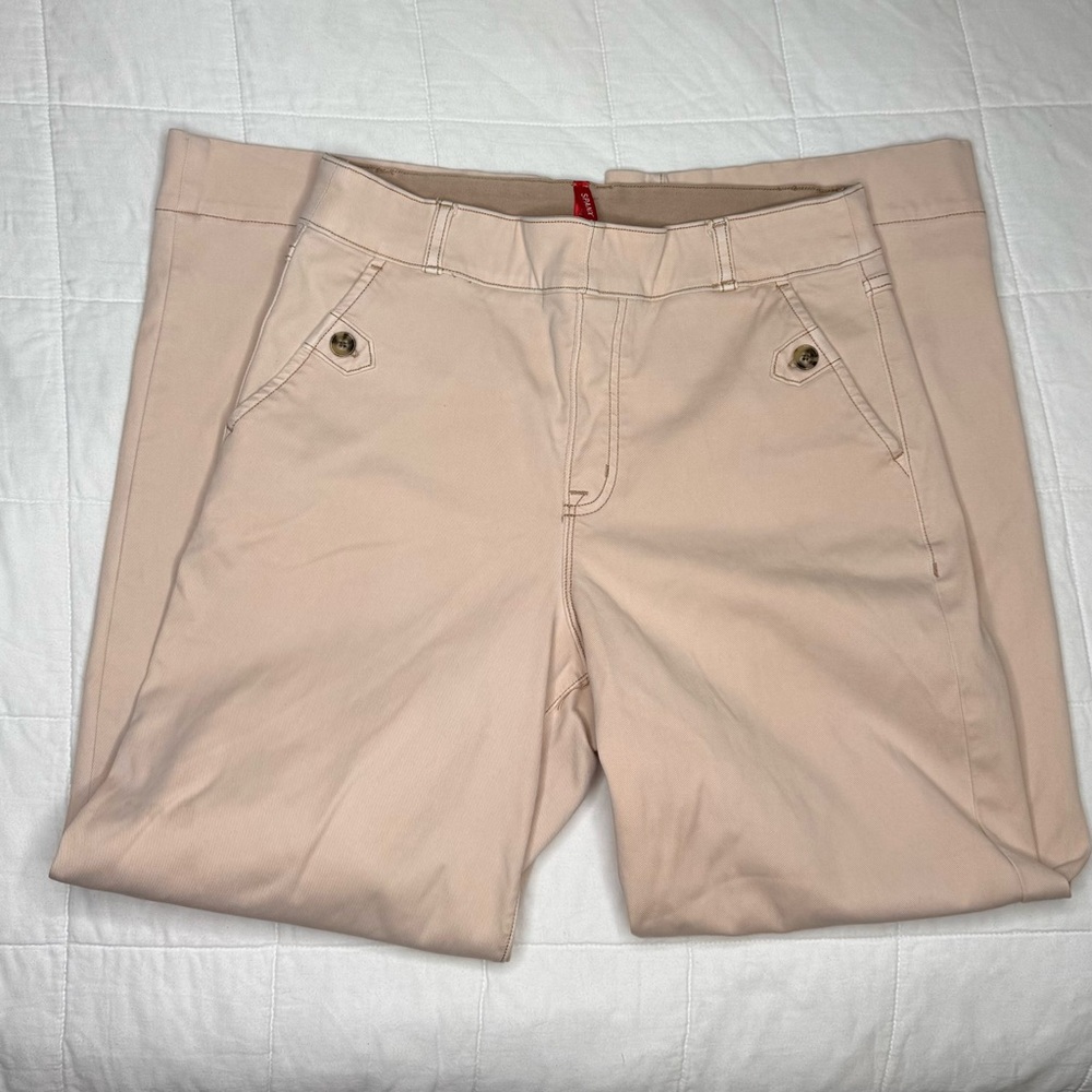 SPANX EVERYWEAR SEAMED-FRONT WIDE LEG JEANS‎ SZ M Dusty Pink